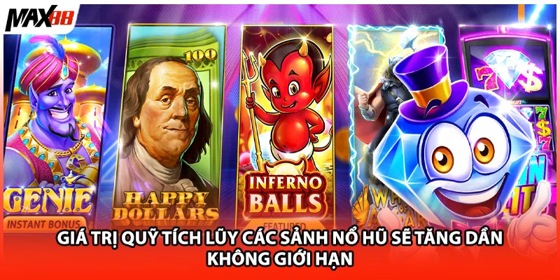 Giá trị quỹ tích lũy các sảnh nổ hũ sẽ tăng dần không giới hạn